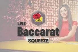 Baccarat Squeeze slot visual from Evolution available on robocatcasinogr.gr