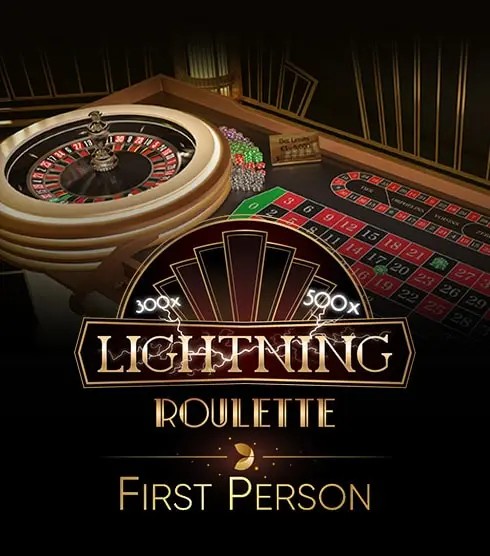 First Person Lightning Roulette online game logo by Evolution on robocatcasinogr.gr